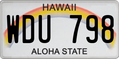 HI license plate WDU798