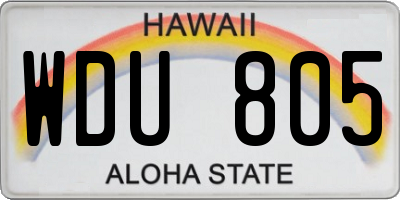 HI license plate WDU805