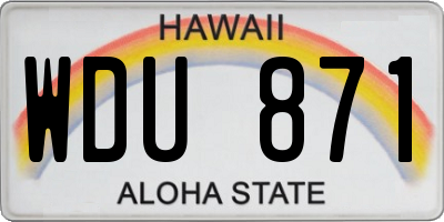HI license plate WDU871