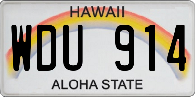 HI license plate WDU914