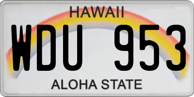 HI license plate WDU953