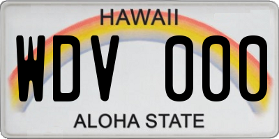 HI license plate WDV000