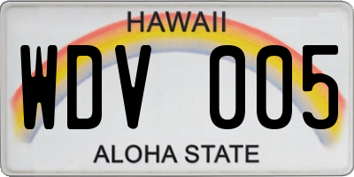 HI license plate WDV005