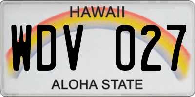 HI license plate WDV027