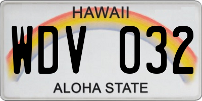HI license plate WDV032