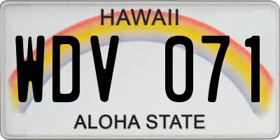 HI license plate WDV071