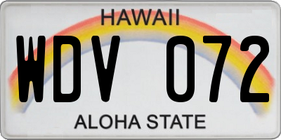 HI license plate WDV072