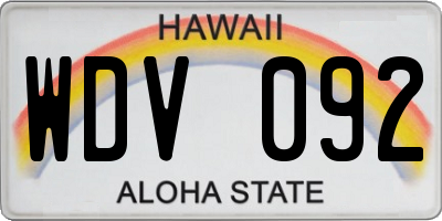 HI license plate WDV092