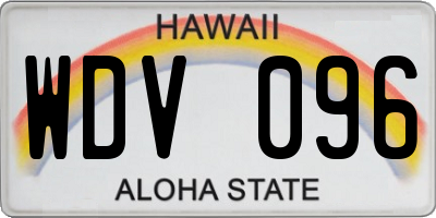 HI license plate WDV096