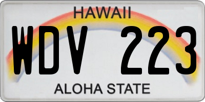 HI license plate WDV223