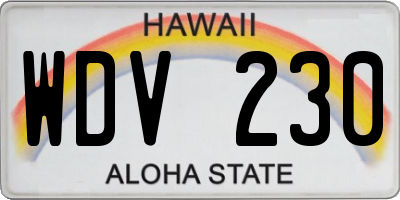 HI license plate WDV230