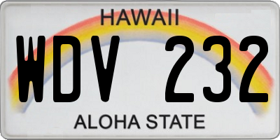 HI license plate WDV232