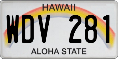 HI license plate WDV281