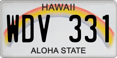 HI license plate WDV331