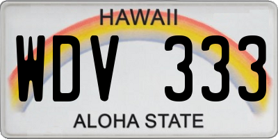 HI license plate WDV333