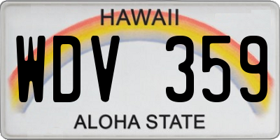 HI license plate WDV359