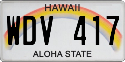 HI license plate WDV417