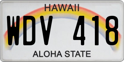 HI license plate WDV418
