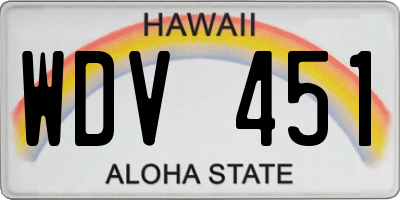 HI license plate WDV451