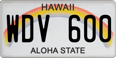 HI license plate WDV600