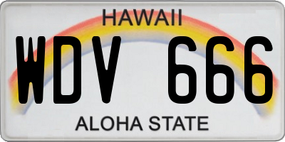 HI license plate WDV666