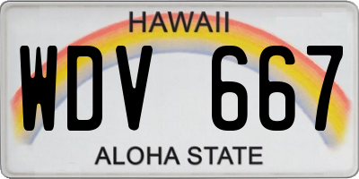 HI license plate WDV667