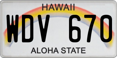 HI license plate WDV670
