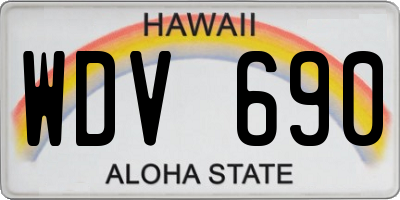 HI license plate WDV690