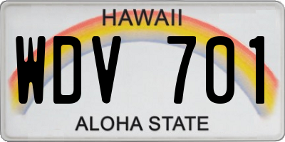 HI license plate WDV701