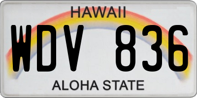 HI license plate WDV836
