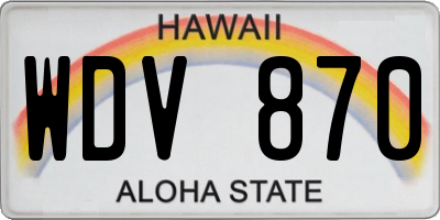 HI license plate WDV870