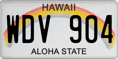 HI license plate WDV904