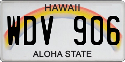 HI license plate WDV906