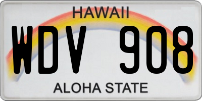 HI license plate WDV908