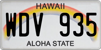 HI license plate WDV935