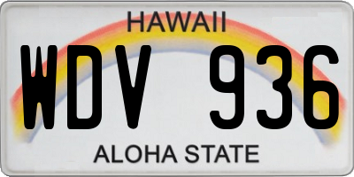 HI license plate WDV936