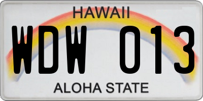 HI license plate WDW013