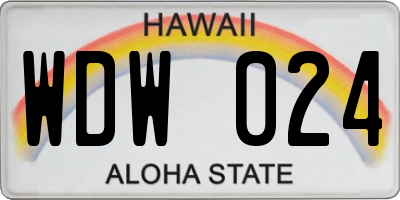 HI license plate WDW024