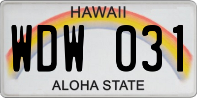 HI license plate WDW031