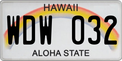 HI license plate WDW032