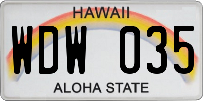 HI license plate WDW035
