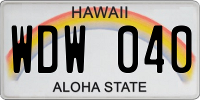 HI license plate WDW040