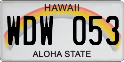 HI license plate WDW053