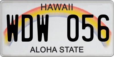 HI license plate WDW056