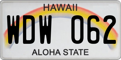 HI license plate WDW062