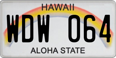 HI license plate WDW064