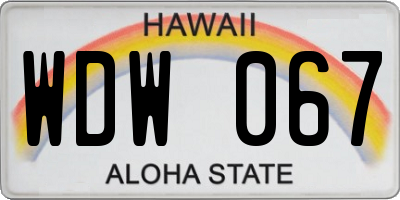 HI license plate WDW067