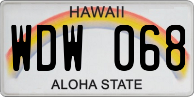 HI license plate WDW068