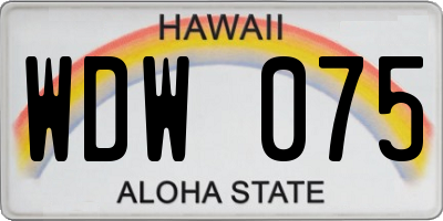 HI license plate WDW075