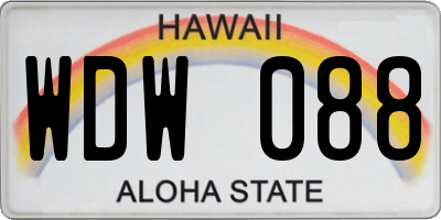 HI license plate WDW088